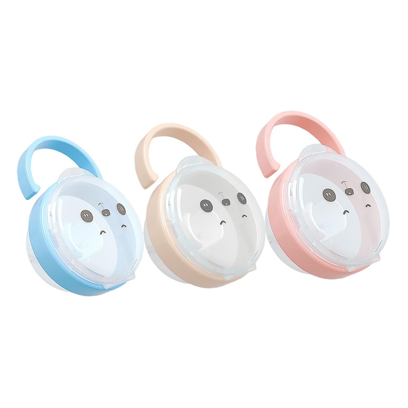 Milisten 3Pcs Portable Pacifier Storage Box Transparent Holder Case for Boy Girl Dustproof and Includes Blue Pink and Apricot Colors for Newborns and Travel