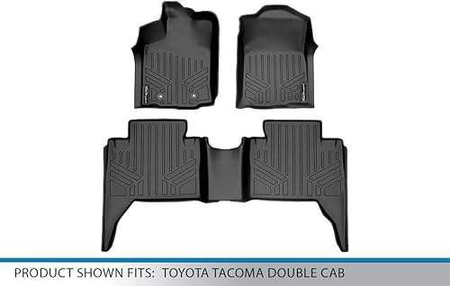 Miniatura 5 de SMARTLINER Juego de alfombrillas de piso de ajuste personalizado de 2 filas para Toyota Tacoma 2016-2017