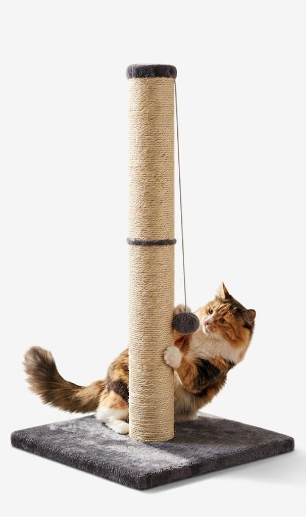 Cat Scratching Post Modern cat furniture Cat scratch tower Stable and Strong Vertical Pole and Soft Plush Base, Silver