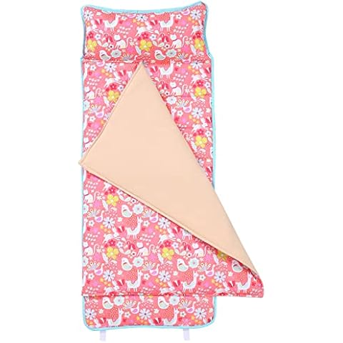 Cloele Toddler Nap Mat for Daycare with Reusable Pillow - Kids Sleeping Bag for Girls 50x20 Inch Unicorn Kids Preschool Nap Sack - Soft Perfect for Kindergarten Sleeping Mat Travel Sleepovers,Floral Cover