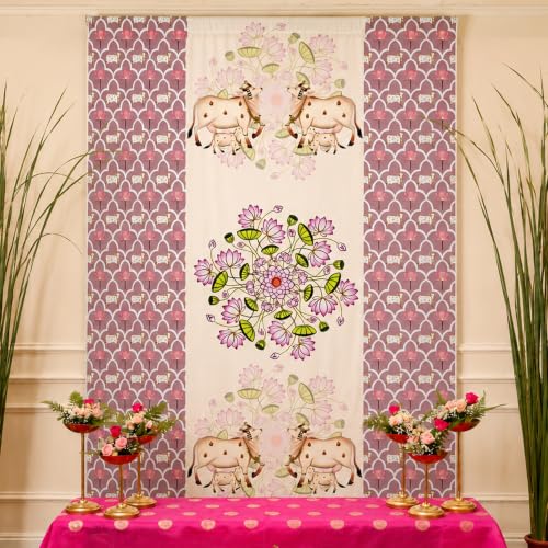 Image of SpecialYou Varalakshmi Pooja Decoration Items with Cow Pichwai (5 * 3ft) Backdrop Cloth for Decoration Pooja, Mandir Decorations Items for Home Decor Items, Wall Decor Items for Living Room