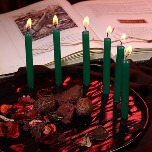 Parkash CandlesのPROSPERRO LUMO チャイムキャンドル/スティックキャンドル/スペルキャンドル20個セット | 儀式呪文キャンドル | 無香料 (グリーン)