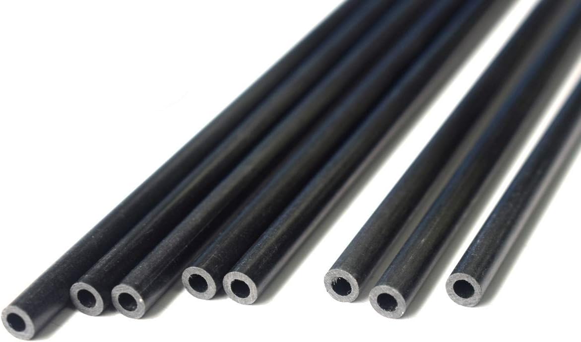 8pcs 3mm Round Carbon Fiber Wing Tube 3mmx1.5mmx420mm (pultrusion)