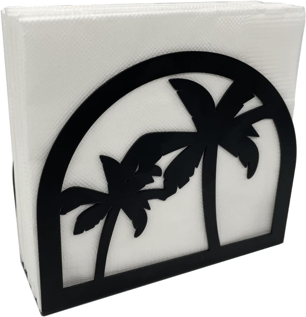 Black Napkin Holder, Coastal Beach Napkins Holder, Nautical Cocktail Napkin Holders for Paper Napkins Table Kitchen Bar Dinner, Metal