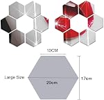 Mirror Wall Stickers Non Glass Mirror Plastic Mirror 3D Hexagon Acrylic Mirror Wall Decor Self Adhesive Tiles (15 PCS)