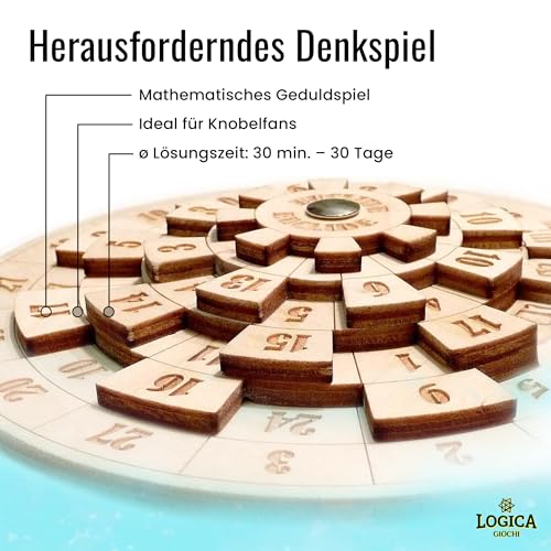 Logica Spiele Art. Euklid - Unglaubliches Mathematisches Denkspiel aus Holz - Schwierigkeit 4/6 Extrem - Knobelspiel - Geduldspiel
