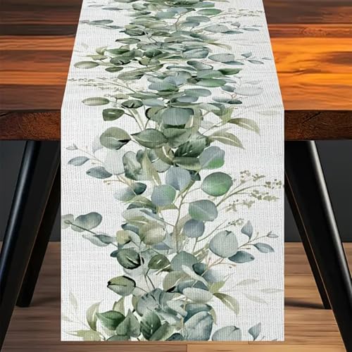 BSITSSS Chemin de Table Feuilles, Chemin de Table Lin ÉTé, 33 x 183 cm Décoration de Tables pour La Cuisine Table à Manger ÉTé Décoration Intérieure Vacances...