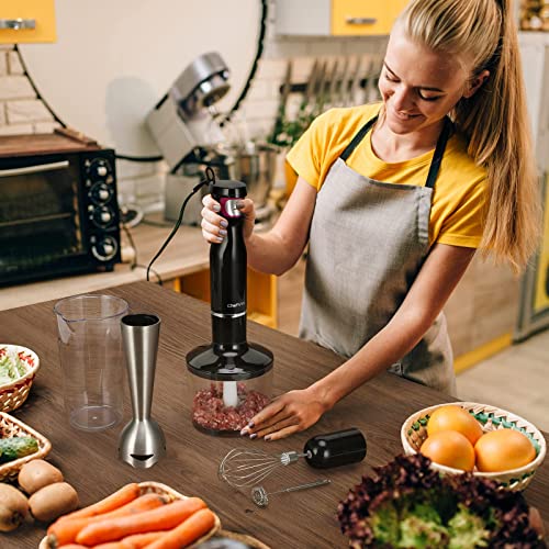 Immersion Blender, Chefville Hb02 Electric Hand Blender, Immersion Blender Handheld With Bpa-Free Food Chopper, Whisk, Egg Beater, Measuring Beaker, Powerful Immersion Hand Blender #TOP4