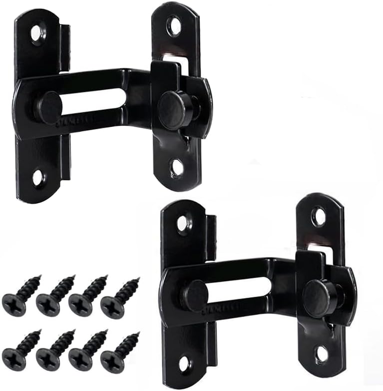 Cerradura de puerta de granero (paquete de 2 con juego de tornillos)  Cerradura de puerta deslizante  Cerradura de puerta de seguridad para el hogar