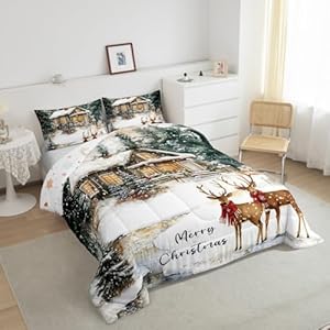 Homewish Merry Christmas Comforter Set King Size,Elk Deer Rustic Cabin Duvet Insert for Kids Boys Girls Room Decor,Snowflake Winter Theme Bedding Set 3Pcs,Wild Animal Woodland Quilt Set,2 Pillowcases Homewish Merry Christmas Comforter Set King SizeElk Deer Rustic Cabin Duvet Insert for Kids Boys Girls Room DecorSnowflake Winter Theme Bedding Set 3PcsWild Animal Woodland Quilt Set2 Pillowcases
