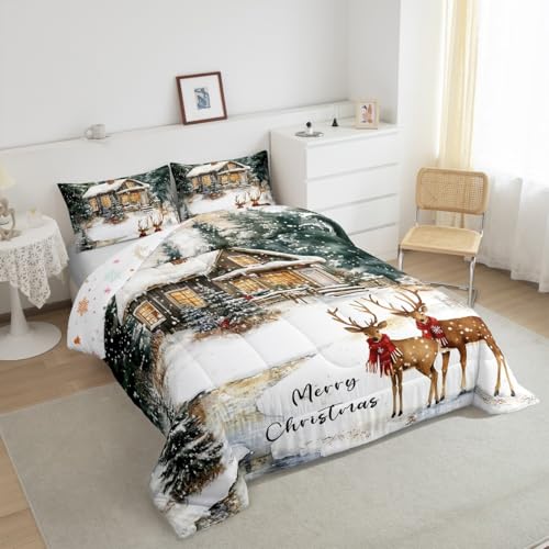 Homewish-Merry-Christmas-Comforter-Set-King-SizeElk-Deer-Rustic-Cabin-Duvet-Insert-for-Kids-Boys-Girls-Room-DecorSnowflake-Winter-Theme-Bedding-Set-3PcsWild-Animal-Woodland-Quilt-Set2-Pillowcases Homewish Merry Christmas Comforter Set King SizeElk Deer Rustic Cabin Duvet Insert for Kids Boys Girls Room DecorSnowflake Winter Theme Bedding Set 3PcsWild Animal Woodland Quilt Set2 Pillowcases