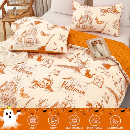 Funda de edredón de Halloween transpirable con cremallera oculta 5