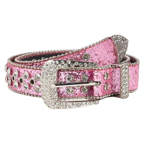 Rhinestone Belt for Women Western Cowboy Cowgirl Y2k Goth Punk Bling Studded Leather Belts Jeans Accessories 2025
