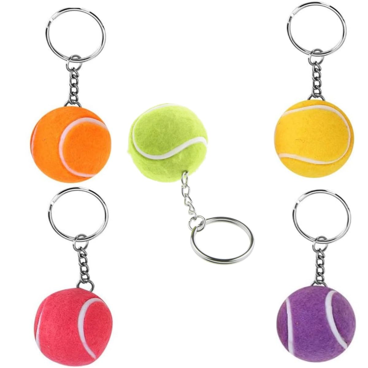 BOBOZHONG Tennisball Schlüssel Anhänger,5 Stück Sport Schlüsselanhänger,5 Farben 2cm Mini Tennisball Schlüsselanhänger,Unisex Tennis Ball Schlüsselbund,für Tennisliebhaber Partygeschenke
