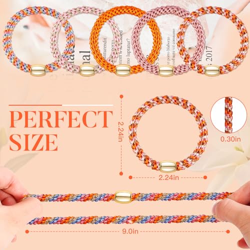 Image of FORENEE Hair Ties No Damage(10PCS) - Ponytail Holders - Elastic Hair Ties for Thick Hair - Braided Hair Bands for Women Girls's Hair - Persimmon Orange