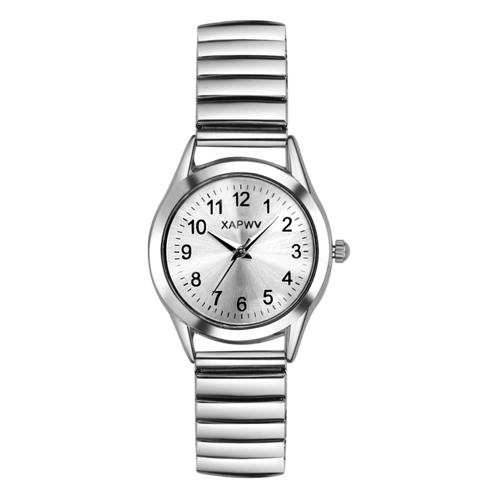 JewelryWe Easy Read Elastic Watch Womens Slip-On Stretch Band Fits 6.5-7.9”