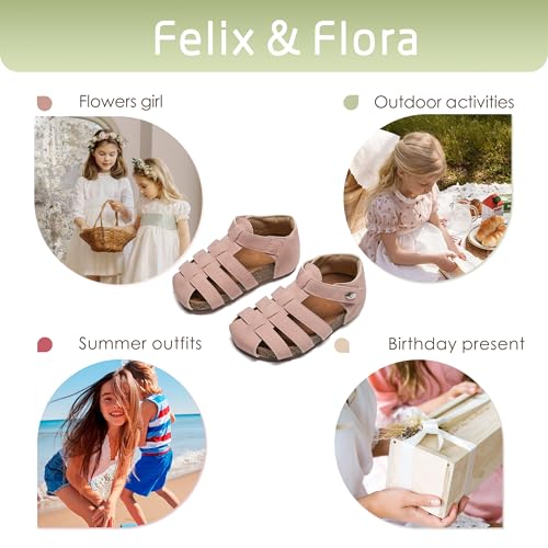 Image of Felix & Flora Toddler Girls Sandals Flower Girl Shoes Soft Rubber Princess Flat Shoes