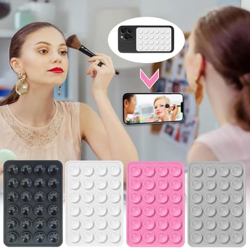 Ginddy Saugnapf Handy,4 Stück Silikon-Saugnapfs Handyhalterung,Silikon Saugnapf für Handys,Handy-Saugnapfs mit 24 Saugnäpfen,Starke Klebehalterung für Spiegel,Glas und Armaturenbrett (4 Farben)