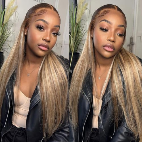 Ombre Highlight Ash Blonde Lace Front Wigs 13x4 HD Straight