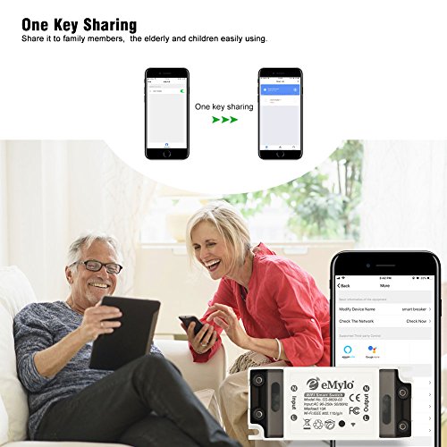 Smart Wifi Switch Relay, Emylo Wireless Remote Control Wifi Light Switch 90-250V One Channel Voice Control Outlet Timer Work With Alexa Google Assistant Smart Life App Via Iphone Android 1 Pack #TOP5