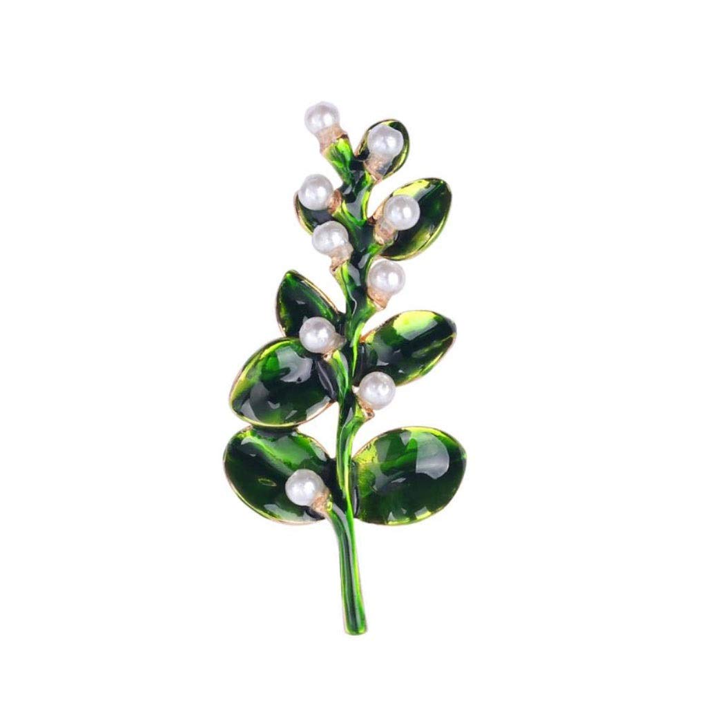 Broche de Hoja de Perla Verde, Broche de Cristal con Diamantes de imitación, joyería, Vestido, Bufanda, Chal