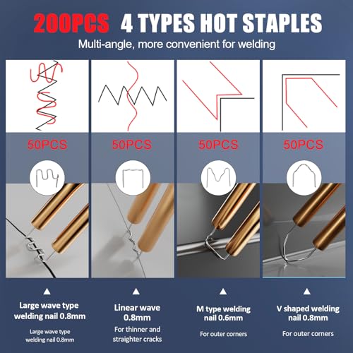 Plastic Welding Kit, Handheld Cordless Plastic Welder with 200Pcs Welder Staples - Image 3