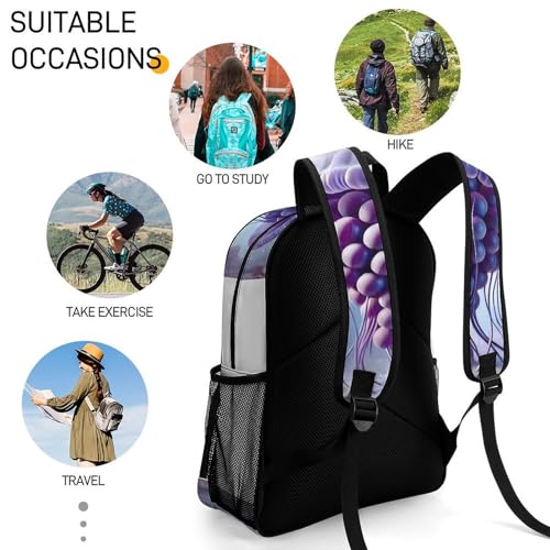 Bluberini-Octopusini Merch Large Travel Backpack Italian-Brainrot Meme Waterproof Lightweight Daypack White 44x32x19cm4