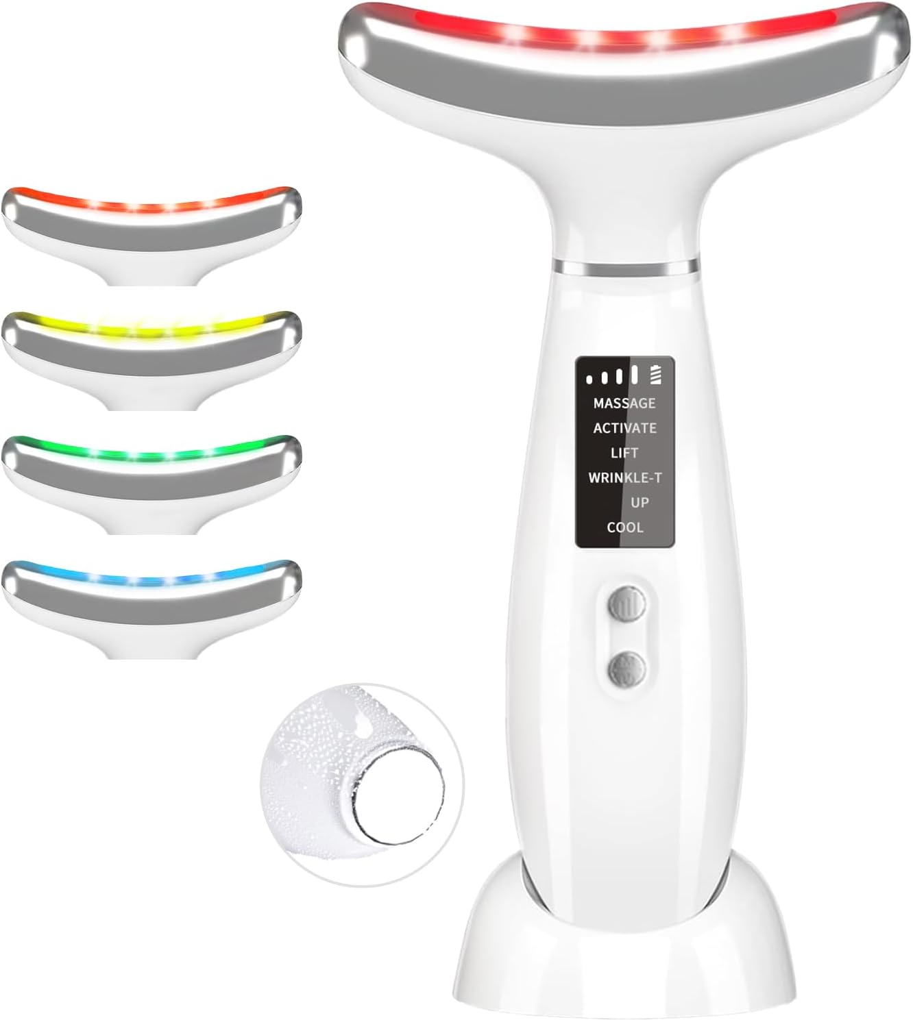 Red Light Therapy for Face and Neck, Portable Face Massager Tool with Vibration, 4 Color LED Facial Light Therapy Device for Skin at Home, Micro-Current Vibration Facial Cold and Hot Service