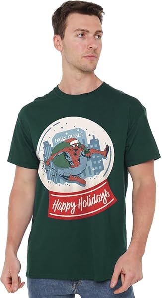 Marvel Spiderman Retro New York Happy Holidays Koszulka T-shirt unisex, Ciemna zieleń, Bardzo duży 4XL