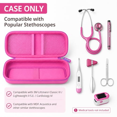Image of ALKOO Stethoscope Case for 3M Littmann Classic III /Cardiology IV,Lavender | for MDF Acoustica Stethoscopes, for Nurses, Doctors, Nursing School Essentials, Students, Clinic, EMS, Travel, Hard Bag Only