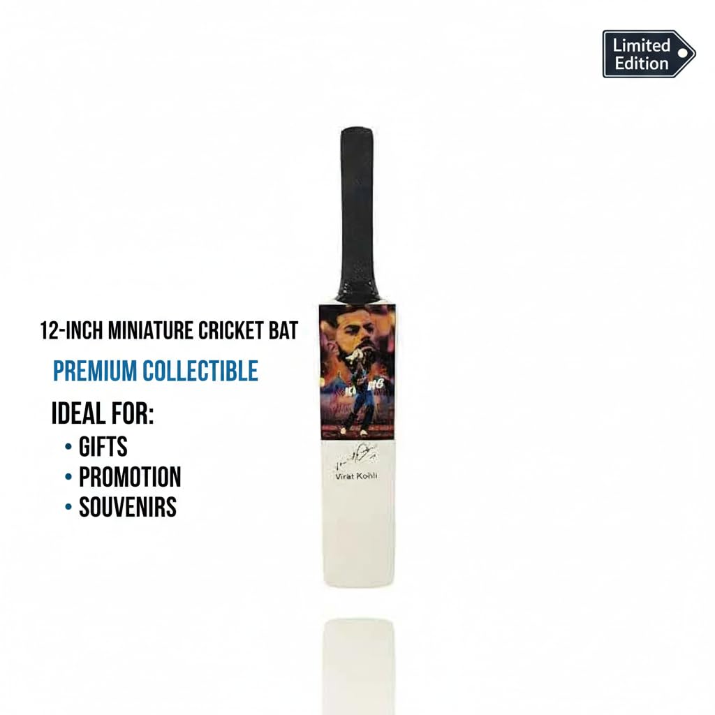 AEM Wood Virat Kohli Miniature Signature Cricket Bat With Photo Showpiece 12 Inch|Pack Of 1