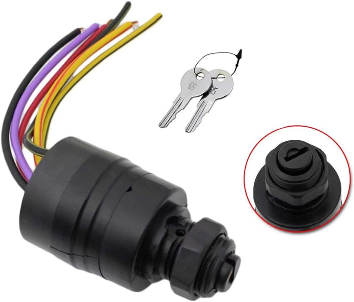 Jinyi 87-88107A8 87-88107A5 Boat Ignition Key Switch for Mercury Outboard Remote Control Box, 3 Position 6 Wire Push-to-Choke Marine Starter Switch, Fits Mercury 1994 & Up Motors 30-300HP