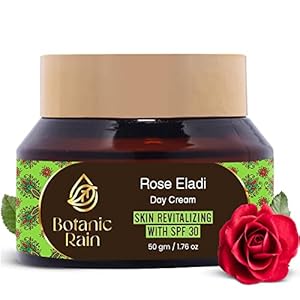 Botanic Rain Natural Face Moisturizer With SPF 30 With Rose And Eladi, Organic Sunscreen For Face, Ayurveda Products For Crepey Skin Repair, 1.76 fl oz (Pack of 1)