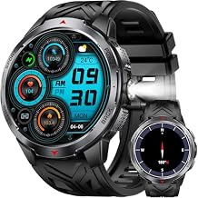 Military Smart Watches for Men with 1100mAh Big Battery Rugged Tactical Smart Watch with LED Flashlight, 3ATM Waterproof Fitness Tracker with HR/Sleep Monitor for iOS Android