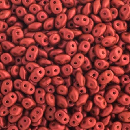 100 Grams Czech Superduo 2-Hole 2.5x5mm Chalk Lava Red for Jewelry Making and DIY Crafts