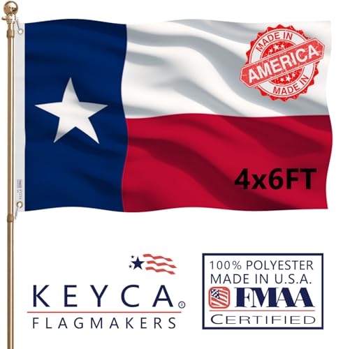 KEYCA Texas State Flag 4x6 FT Made in The USA- Heavy Duty Vibrant Colors Double Sided Texas TX Flag with 2 Brass Grommets for Home/Company/Indoor Outdoor Decoration