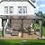 GARTOO 12’ x 14’ Gazebo for Patio - Aluminum Lean to Gazebos Pergola with Sloping Roof, Outdoor Wall-Mounted Canopy Awnings to House for Patio, Garden, Lawn, Backyard Deck