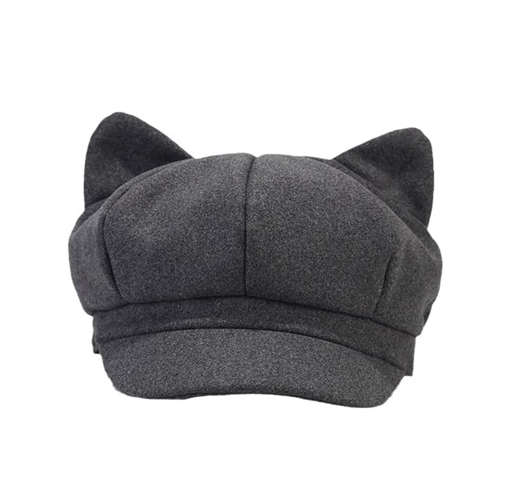 Womens Cat Ears Newsboy Hat 8 Panel Baseball Cap Cabbie Beret Gatsby Painter Hats