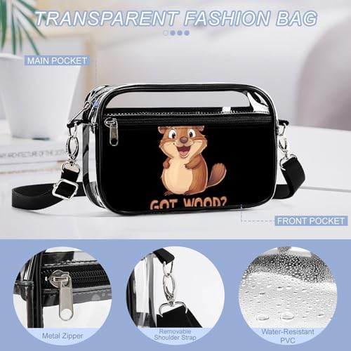 Beaver Got Wood Women's Clear Crossbody Purse Bag Transparent Bags Pocket for Concerts Sports Festivals4