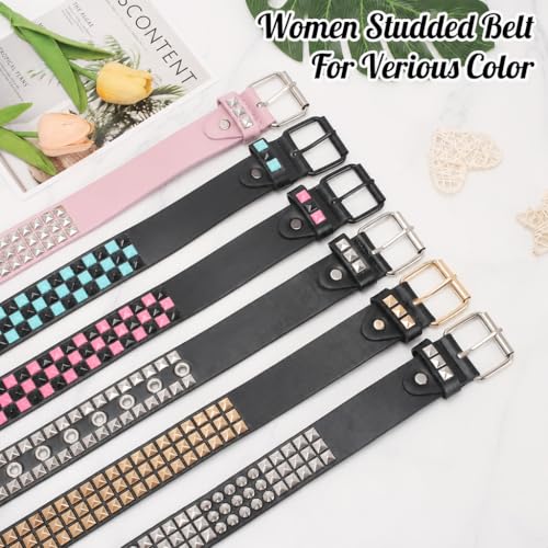 Image of Studded Belt, Metal Punk Rock Rivet belt with Bright Pyramid Studded for Women Men
