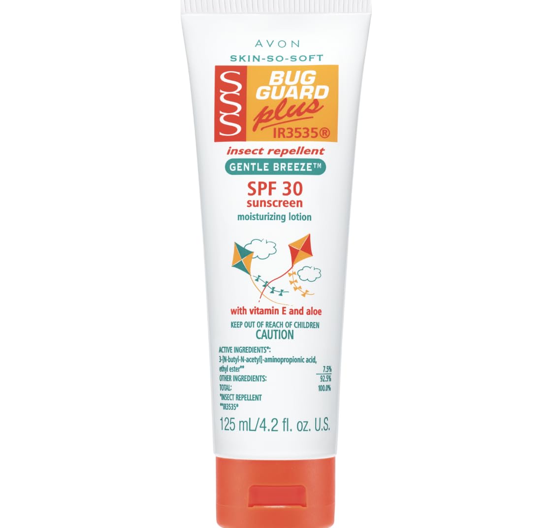 Skin So Soft Bug Guard Plus IR3535 Insect Repellent Moisturizing Lotion SPF 30 Gentle Breeze, 4 fl oz – DEET-Free, PABA-Free, Vitamin E & Aloe, Non-Greasy Mosquito Repellent Lotion