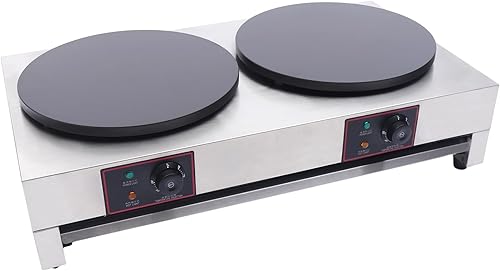 Miniatura 7 de Máquina eléctrica para hacer crepes de 3400 W, máquina comercial para hacer panqueques, plancha de 2 quemadores con control de temperatura, estufa