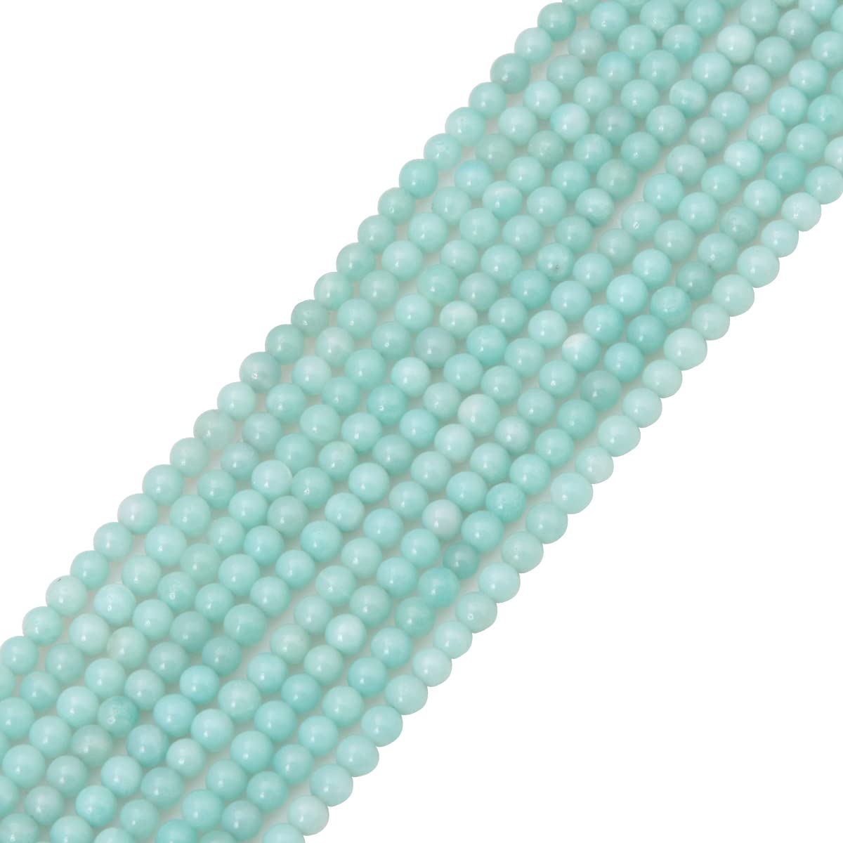 GEM-INSIDE CREATE YOUR OWN FASHION 4mm Natural Pure Blue Amazonite Round Gmestone Semi Precious Beads for Jewellery Making Strand 15''