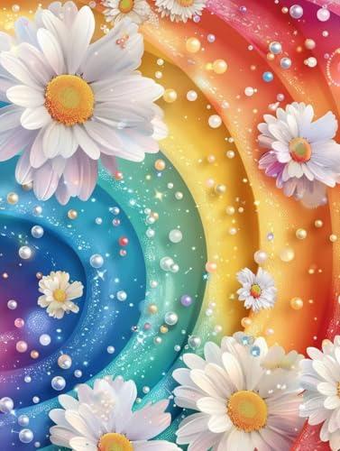 Broderie diamant kit complet diy marguerites pour salon lumineux