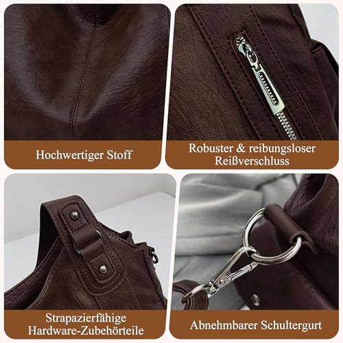 Handtasche Damen, Shopper Tasche PU-Leder, Schultertasche – Bild 5