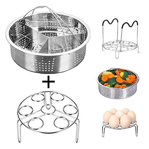 Bettying Soporte de Vapor Estante de Acero Cesta Vaporera Divisor y Huevo de Acero Inoxidable Huevo para cestas de Vapor con divisores Removibles