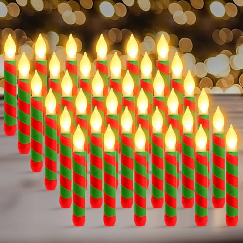 Honoson 36 Pcs Flameless Taper Candles Bulk 6.5 Inch Candy Cane Stripe Flickering Candles Battery Operated LED Candlesticks for Holiday Party Carnival Wedding Festival Decoration(Red Green) Honoson 36 Pcs Flameless Taper Candles Bulk 6.5 Inch Candy Cane Stripe Flickering Candles Battery Operated LED Candlesticks for Holiday Party Carnival Wedding Festival Decoration(Red Green)