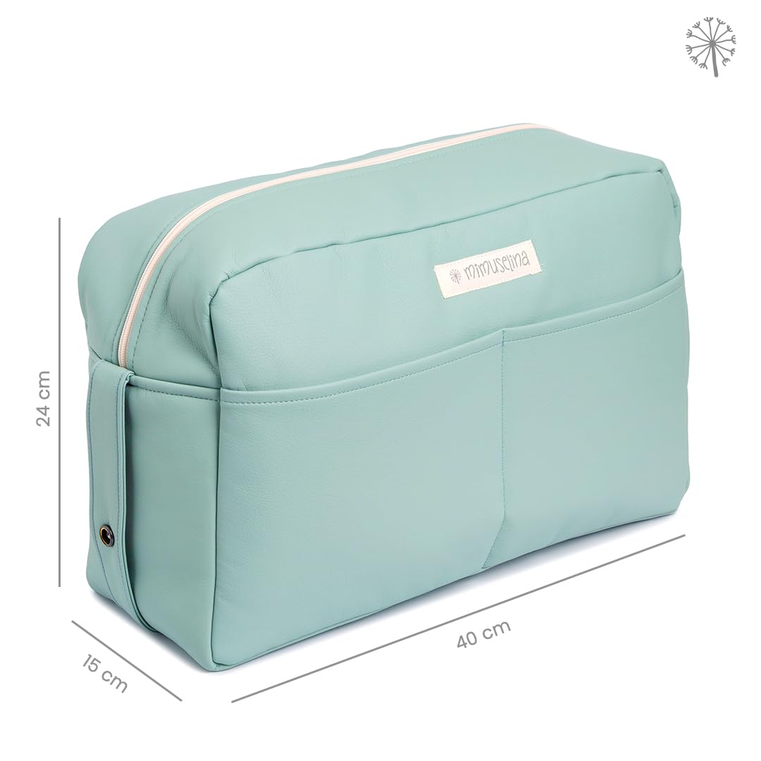 MIMUSELINA Bolso Carrito Polipiel | Bolso Carro Bebe Impermeable de Gran Capacidad | Organización total con 7 bolsillos | Uso en hombro o cochecito sin necesidad de ganchos | Hecho en España