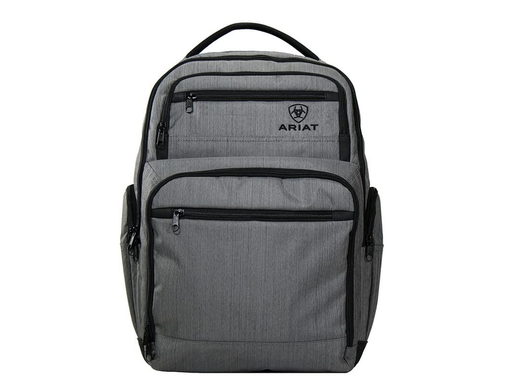 ARIAT Unisex Adult Classic Logo Canvas Backpack, Gray, One Size
