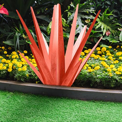 Image of TOMBABY Enlarge Metal Plants Tequila Rustic Sculpture, Outdoor Patio Yard, Home Decor Hand Painted Agave Garden Statue, Outdoor Lawn Ornaments Yard Stakes for Mom Gift (1 RED Big&Large)